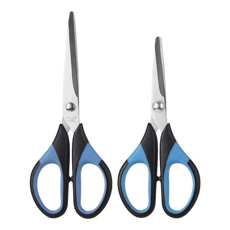 Household Scissors — PS13 Classic DIY Household Scissors 2CR13 Stainless Steel Blades Black Blue Plastic Handle Partially Serrated Edge for Multi-Purpose